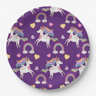 Assiettes En Carton Motif Funny Unicorn Magique Cheval mignon