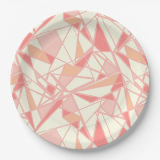 Assiettes En Carton Motif géométrique abstrait rose beige