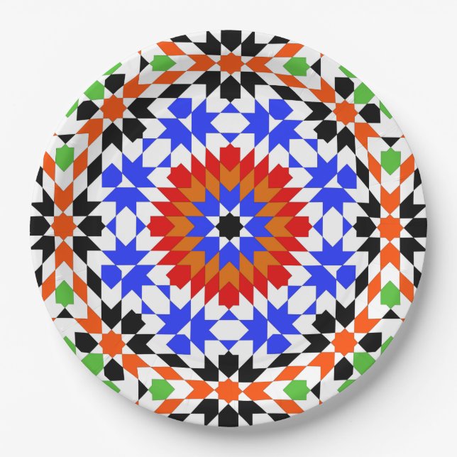 Assiettes En Carton Motif géométrique islamique (Devant)