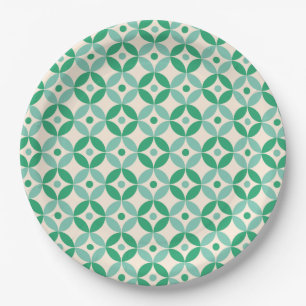 Assiettes En Carton Motif géométrique moyen élégant en vert   