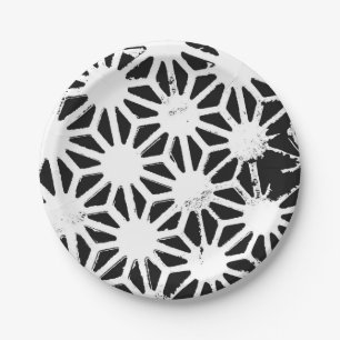 Assiettes En Carton Motif géométrique noir et blanc