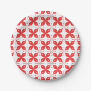 Assiettes En Carton Motif géométrique rouge et blanc présentant des él