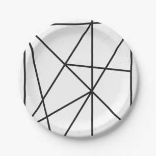 Assiettes En Carton Motif géométrique simple noir et blanc de