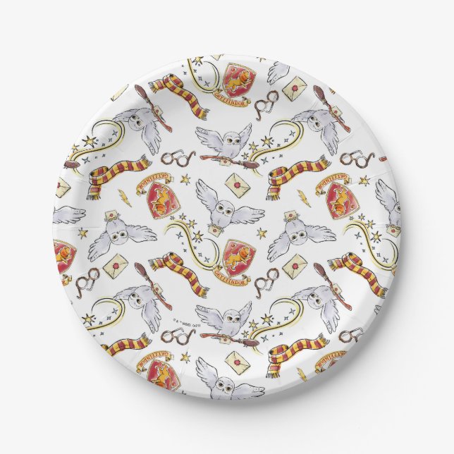 Assiettes En Carton Motif Hedwig GRYFFINDOR™ (Devant)