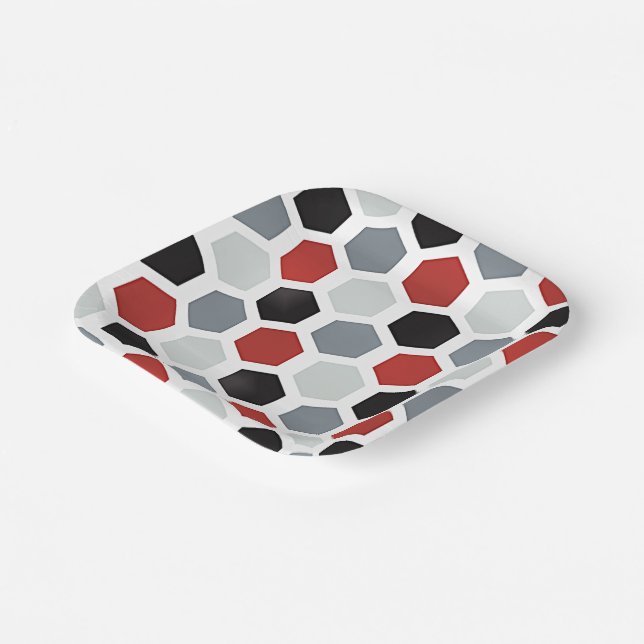 Assiettes En Carton Motif Hexagon d'Art Moderne (Angulaire)