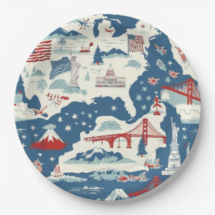 Assiettes En Carton Motif historique vintage-américain (2)