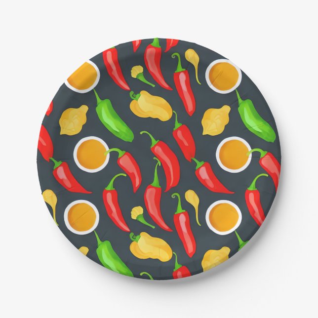 Assiettes En Carton Motif Hot Chili Peppers (Devant)