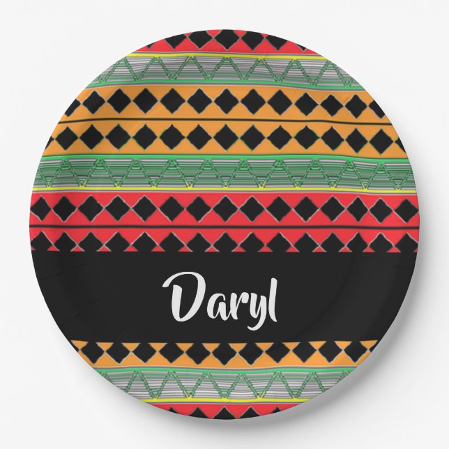 Assiettes En Carton Motif imprimé africain (Devant)