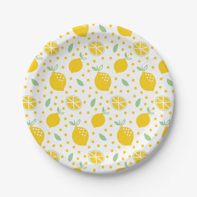 Assiettes En Carton Motif jaune de citron (Devant)