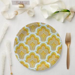 Assiettes En Carton Motif jaune moutarde vintage des années 60