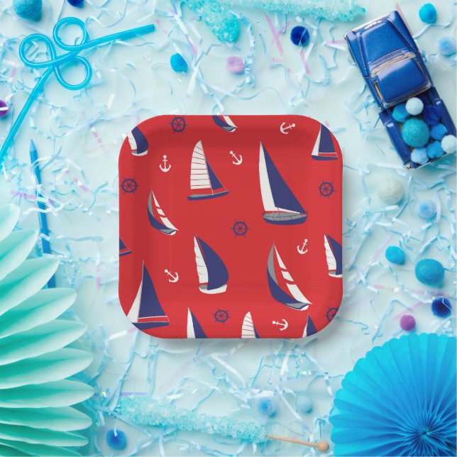 Assiettes En Carton Motif Lean Sailboat (Fête)