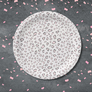 Assiettes En Carton Motif léopard gris rose
