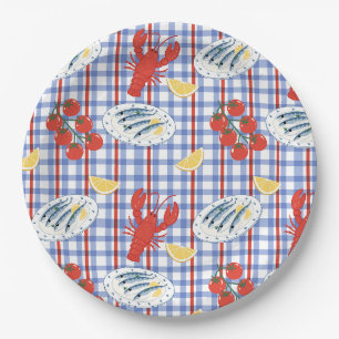 Assiettes En Carton Motif Marché de Fruits de Mer Méditerranéens (3)