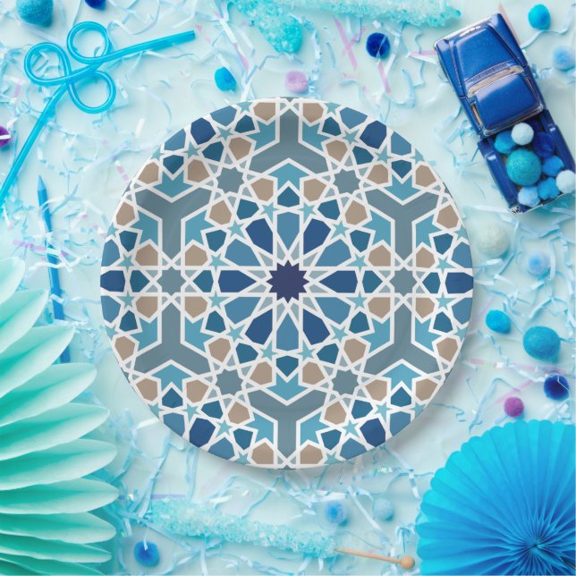 Assiettes En Carton Motif marocain en carreaux (Fête)
