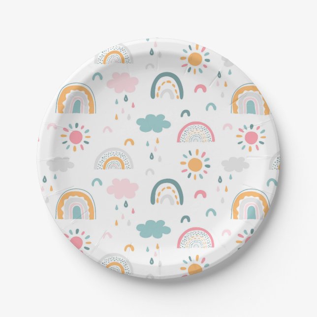 Assiettes En Carton Motif météorologique mignon (Devant)