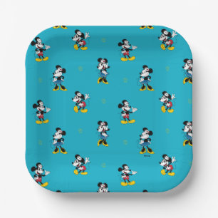 Assiettes En Carton Motif Mickey & Minnie Mouse Marin Vintage