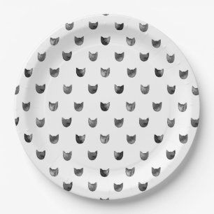 Assiettes En Carton Motif mignon chic noir et blanc de chat