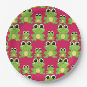 Assiettes En Carton Motif mignon de grenouilles