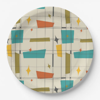 Assiettes En Carton Motif moderne du milieu du siècle
