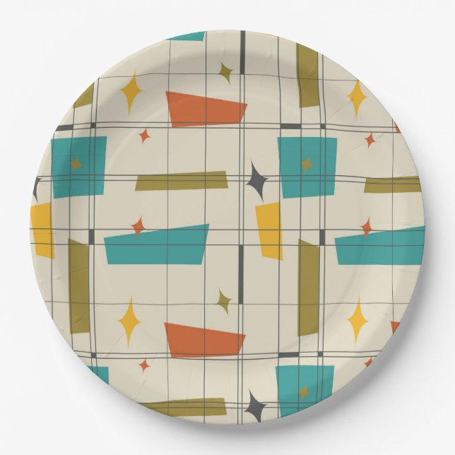 Assiettes En Carton Motif moderne du milieu du siècle (Devant)