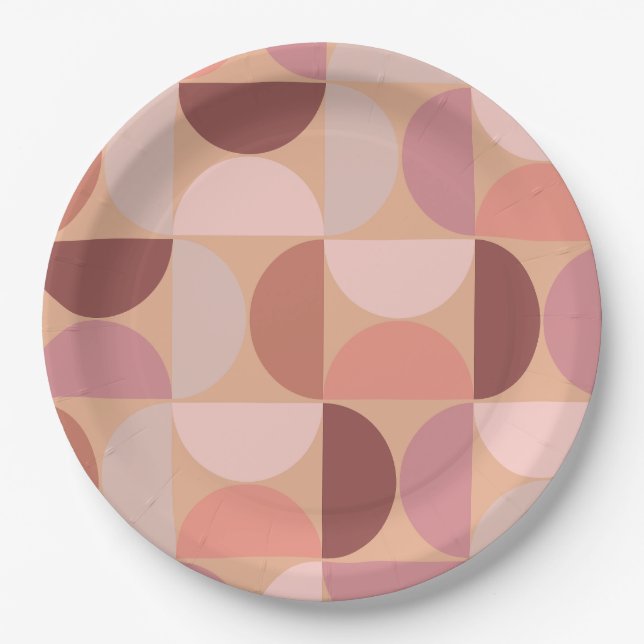 Assiettes En Carton Motif moderne du milieu du siècle Peach Fuzz (Devant)