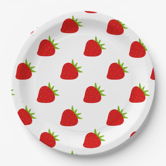 Assiettes En Carton Motif mûre fraise (Devant)