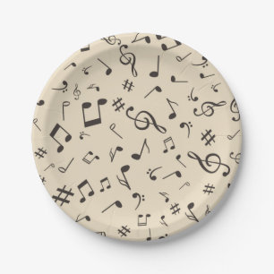 Assiettes En Carton Motif musical