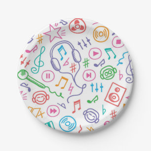 Assiettes En Carton Motif musical