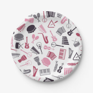 Assiettes En Carton Motif musical