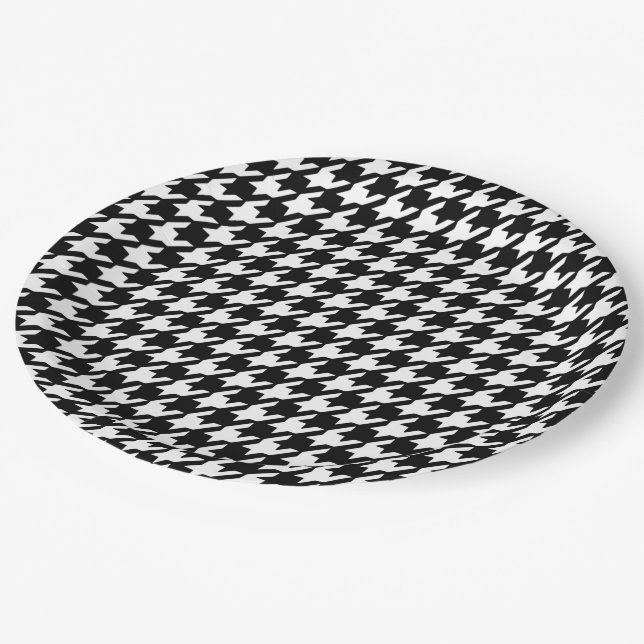 Assiettes En Carton Motif noir et blanc classique (Angle)