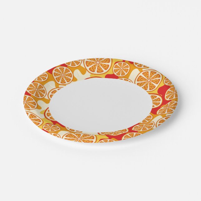 Assiettes En Carton motif orange (Angle)