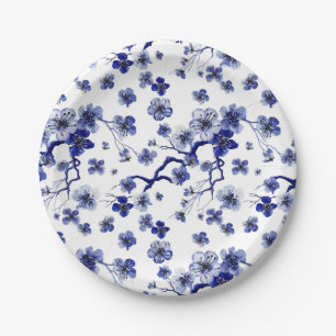 Assiettes En Carton Motif oriental de branche de Sakura