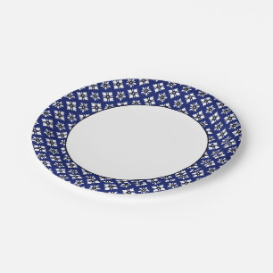 Assiettes En Carton Motif Oriental Indigo White Katazome Fleurs