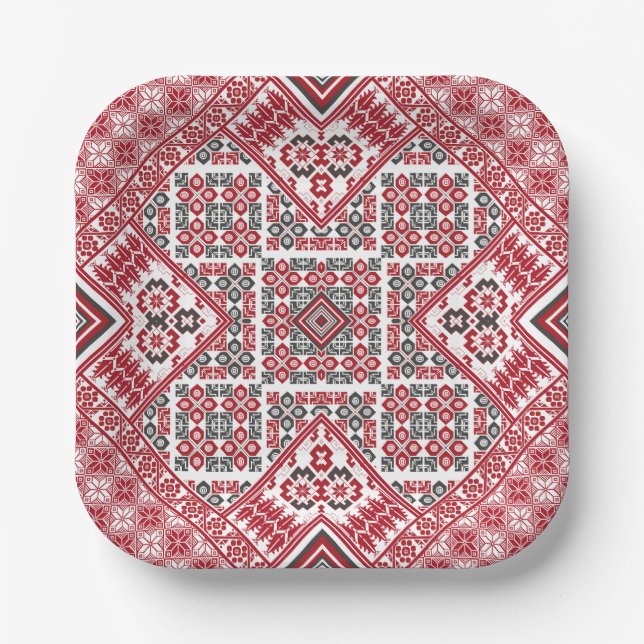 Assiettes En Carton Motif palestinien de broderie 2 (Recto)