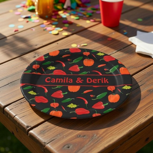 Assiettes En Carton Motif Personnalisé de Piment Fort pour Fête (Créateur téléchargé)