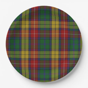 Assiettes En Carton Motif Plaid Buchanan Clan Tartan