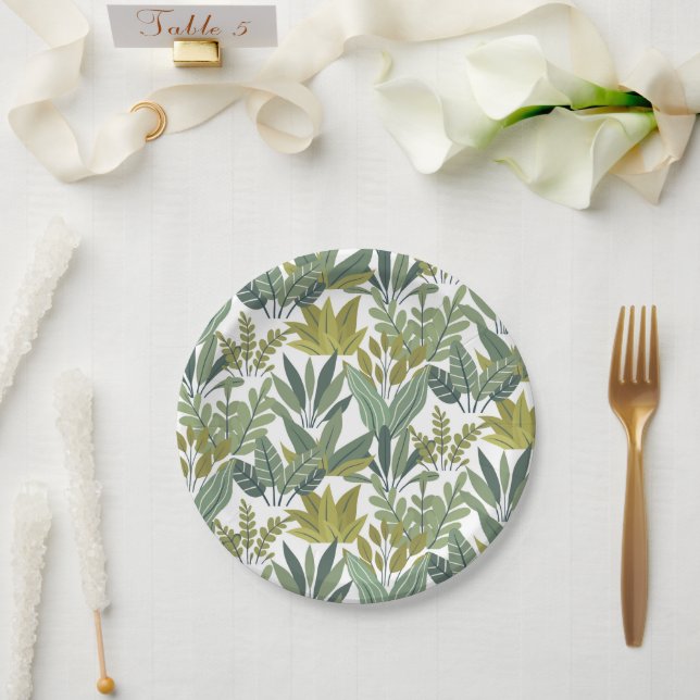 Assiettes En Carton motif plante (Mariage)