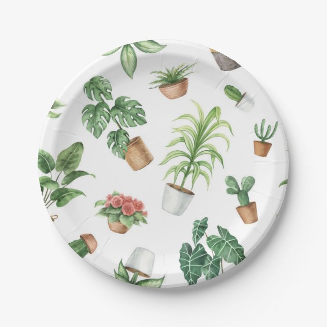 Assiettes En Carton motif plante (Devant)
