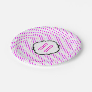 Assiettes En Carton Motif points de polka avec monogramme