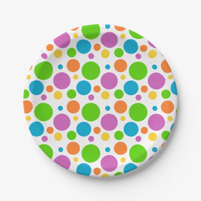 Assiettes En Carton Motif Polka multicolore (Devant)