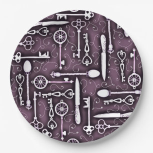 Assiettes En Carton Motif pourpre vintage de Steampunk des couteaux de