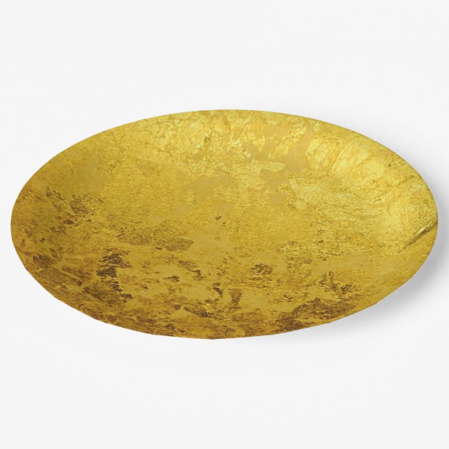 Assiettes En Carton Motif PURE FEUILLE D'OR + votre texte / photo (Angle)