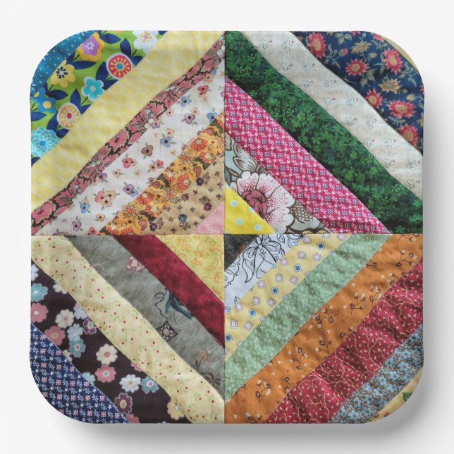 Assiettes En Carton Motif Quilt artisanal (Recto)