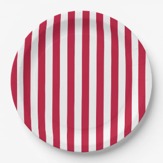 Assiettes En Carton Motif rayures rouges et blanches sur le thème du d
