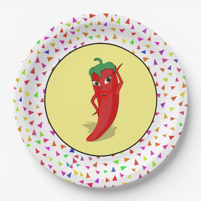 Assiettes En Carton Motif Red Hot Pepper Diva Confetti (Devant)