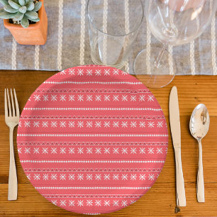 Assiettes En Carton Motif Red Snowflake