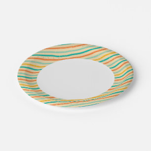 Assiettes En Carton motif rétro à rayures