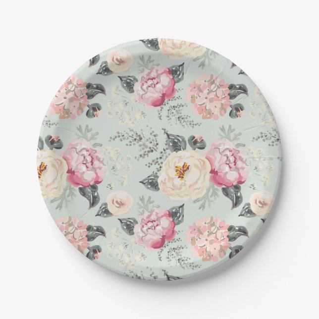 Assiettes En Carton Motif rose Rose Garden (Devant)