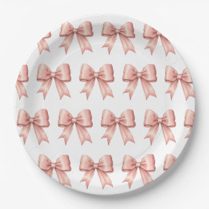 Assiettes En Carton Motif rose rose Vintage en satin Bow