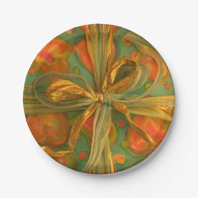 Assiettes En Carton Motif rouge et vert coeur et arc (Devant)